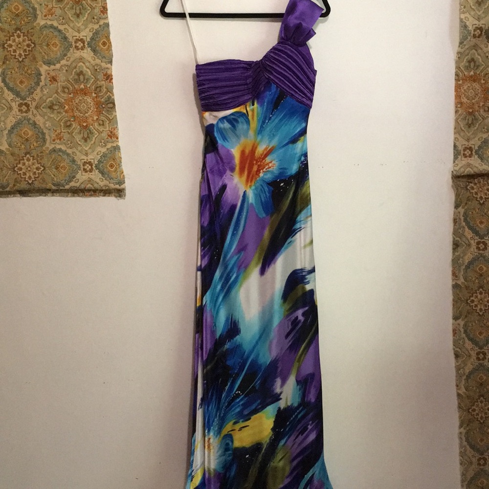 One shoulder floral dress